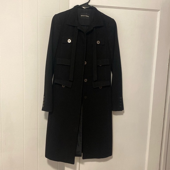 Vintage Emporio Armani doble breasted coat, black , size 40, Made in Italy - Picture 9 of 9